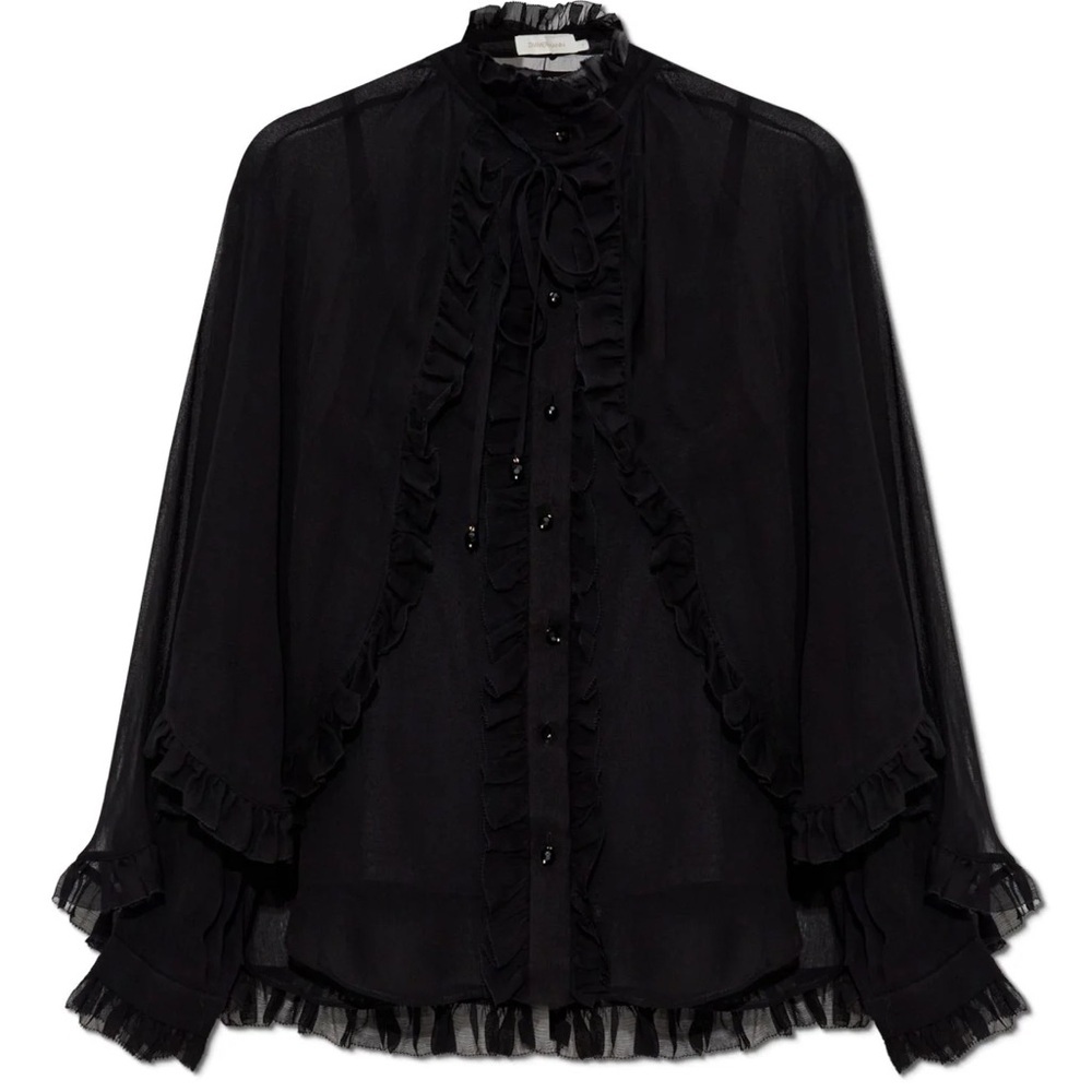 Zimmermann Illuminate Cape Shirt in Black 1 AU / 6 US NWT